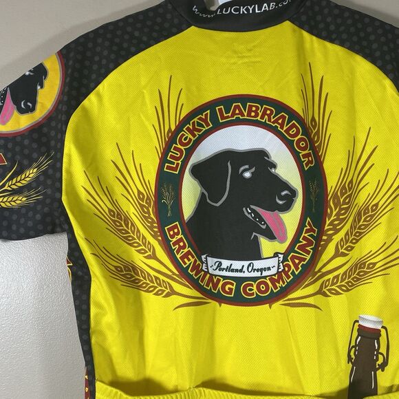 Lucky Labrador Brewing Mens Medium Short Sleeve Bike Jersey Zip Front Oregon - Picture 10 of 15